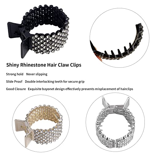 WOOXDYUK 3 Stück kleine Haarklammern für hohen Pferdeschwanz, Strass-Haifisch-Haarspangen für Frauen, Dickes langes Haar, Werten Sie Ihre Frisur mit stilvollen Strass-Haarspangen auf