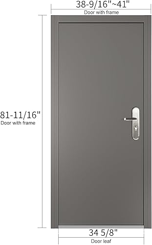 Miniatura 17 de VIZ-PRO Puerta de seguridad de acero de montaje rápido con marco y herrajes, gris lado derecho con bisagras hacia afuera, 32 11/16" - 35" ancho