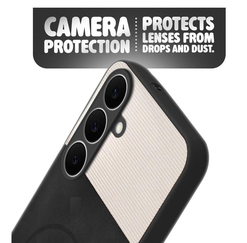 Image of Bintage CASE Mac Safe Design Hard Light Weight Back Case | Soft Border Camera Protect | Dual PU Leather Finish Back Cover Compatible for Samsung Galaxy A35 5G - White & Black