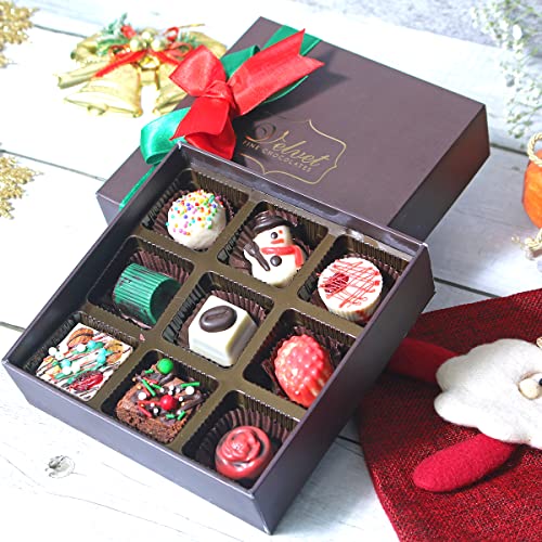 Image of Velvet Fine Chocolates Christmas and New Year Gift Hamper for Family and Friends, 130g | Premium Assorted Chocolates Gift Pack for Secrete Santa