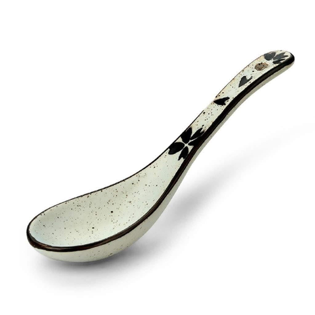 Scoop 10-teilig Keramik-Suppenlöffel, asiatischer Löffel, Teelöffel, Servierlöffel aus Keramik, 5,5 Zoll L Suppenlöffel(A)
