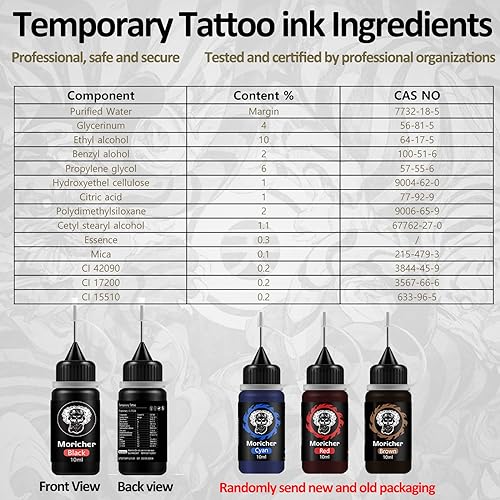 Moricher SZ-0906-09 Temporary Tattoo Kits 5 Inks 102 Stencils, Henna Tattoo Kit thumb #2