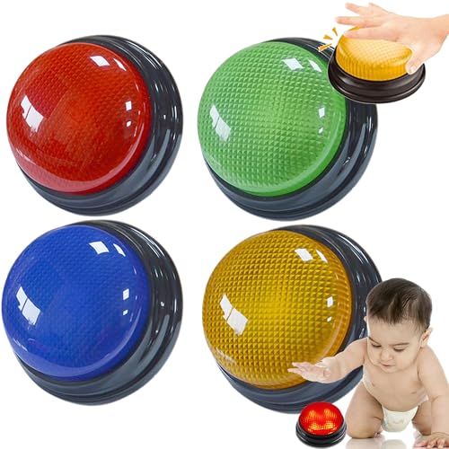WDEC 4 peças Learning Resources botões de resposta, vitória, alarme, lançamento, som de aviso, botões de cor, divertidos para usar em jogos na sala de aula e em casa, jogos