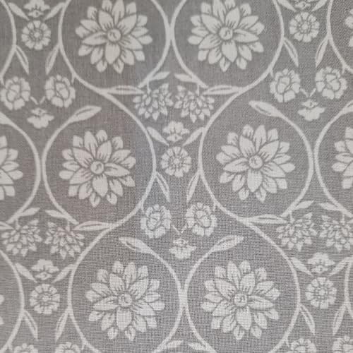 Stoff Meterware Baumwollstoff Appia grau beige Blumen Ornamente