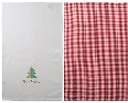 Image of DII Christmas Tea Towels Decorative Kitchen Dish Towel Set, 18x28, Holiday Tree, 2 Piece
