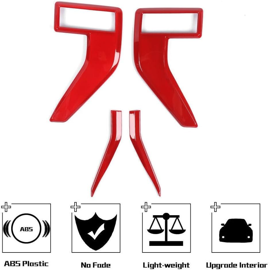 Ren Tsui Red Sides Quarter Panel Air Vent Outlet Panel Cover Trim + 4pcs Front Left Right Side Exterior for Ford for F150 2021-2022 Gloss RXC1716