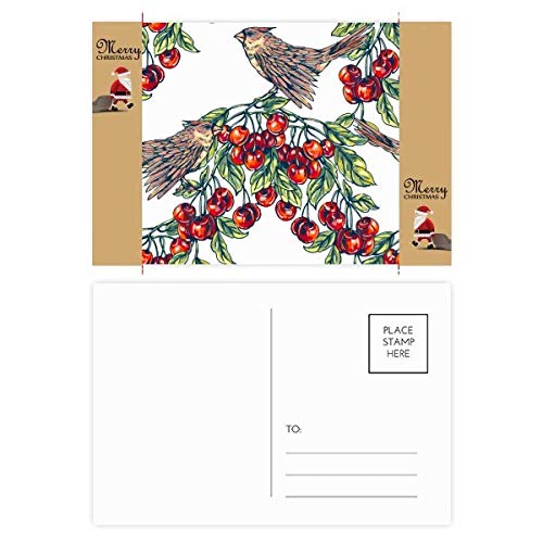 Cartes de remerciement motif oiseau et fruits vert pour écrire facilement vos vœux texturés