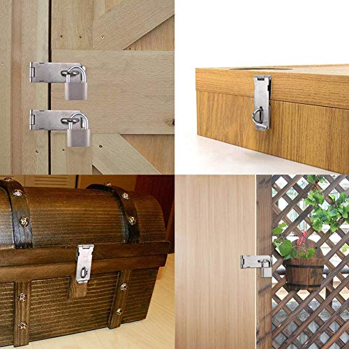 Image of MroMax Hasp Staple Padlock Latch, 146mm Length,Stainless Steel Furniture Cupboard Door Stainless Steel Silver Tone 1pcs