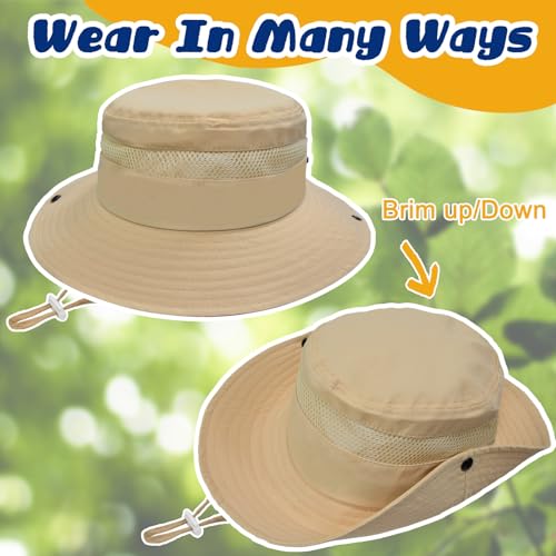 Image of Outdoor Kids Sun Hat for Boys Girls Wide Brim Mesh Bucket Hat UPF 50+ Sun Protection Breathable Summer Fishing Safari Hat