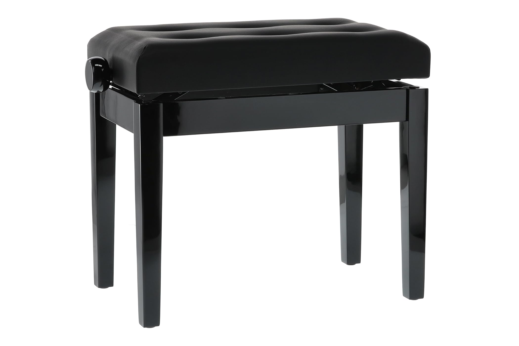 Title: GEWA Pianobank Delux (legno massiccio, carico di rottura di 2 tonnellate, seduta di 52x30 cm, preciso meccanismo a forbice, altezza da 48 a 57 cm, rivestimento in similpelle), nero lucido