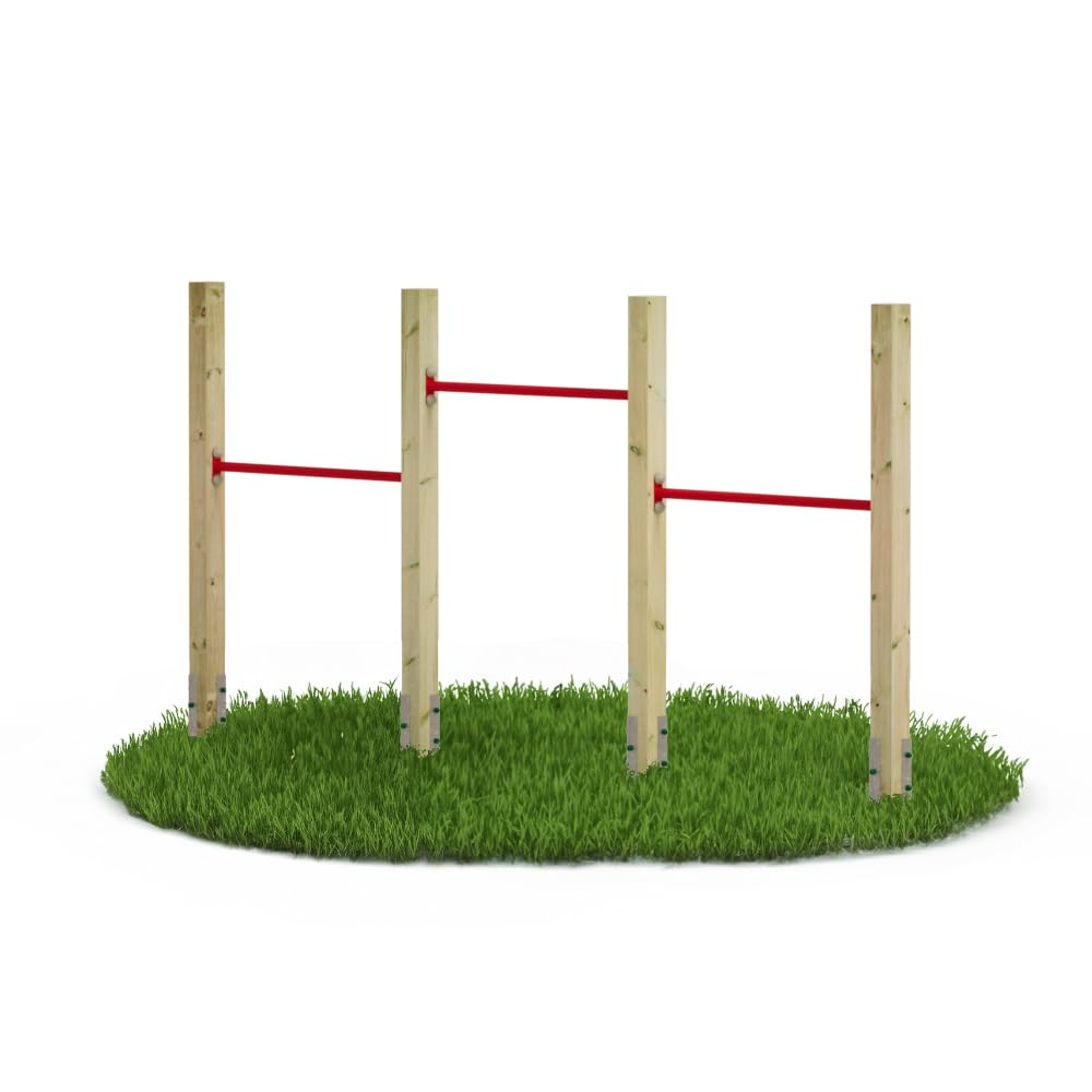 Wickey Dreier-Reck FIT Tumble 403 - Spielplatz Turngerät - Kinder Reckstangen-Set - Spielgerät aus Holz - 305x9x151 cm