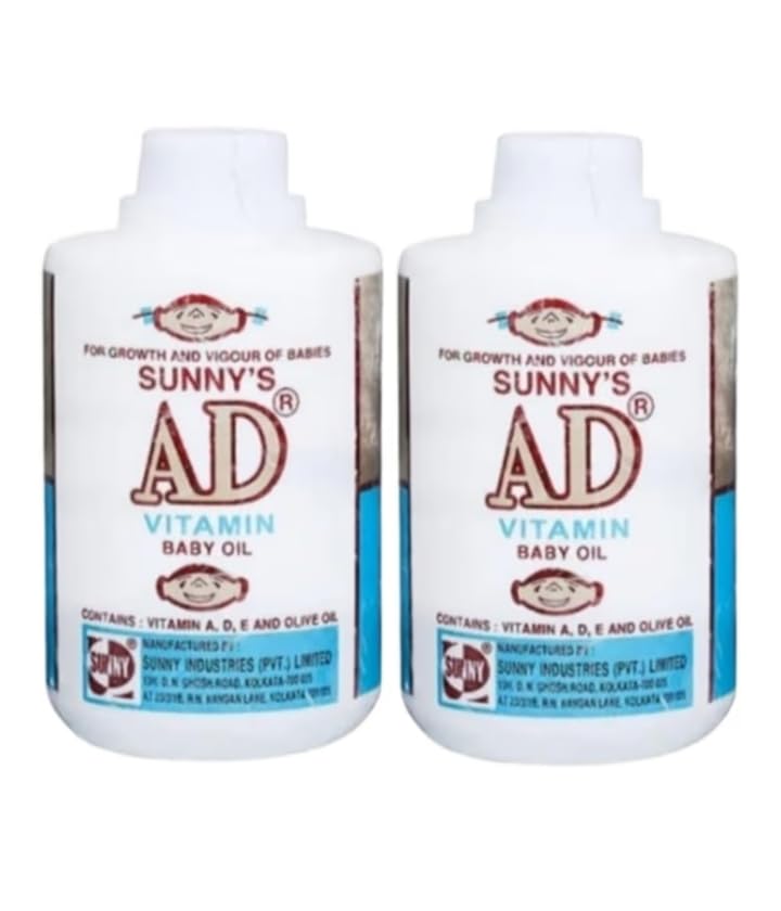 AD Vitamin Baby Oil with Vitamin A, D, E and Olive Oil, for Growth and Vigour,340ML Pack of 2-image-17