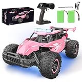 kolegend Remote Control Car for Girls 50+min Monster Trucks 20km/h 1:16 Scale 13 Inch All Terrains RC Truck with Flashing Chassis Lights Gift Toys for Girls Kids Boys