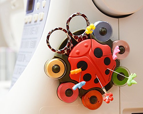 Bobbin Holder/Ladybug Sewing Caddy, 'Essentials Caddy ' Sticks to Any Sewing, Quilting or Embroidery Machines or Smooth Surfaces