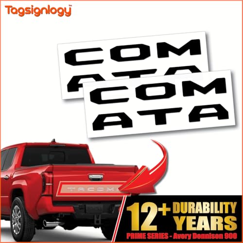 Image of (2 Sets) Prime Series UV Weatherproof Vinyl Decals Precut Letter Inserts Compatible Fits Tacoma Tailgate 2024-2026 (Gloss Black)
