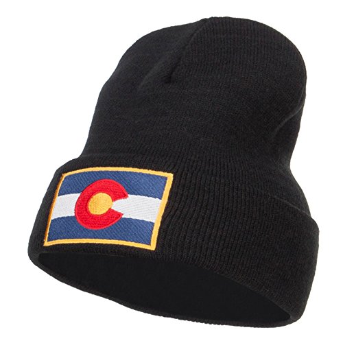 e4Hats.com Colorado Flag Embroidered Long Beanie - Black OSFM