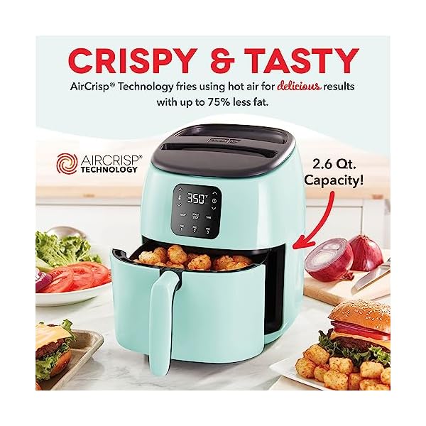 Dash tasti crisp electric air fryer oven 26 qt aquacompact air fryer for healthier food in minutes ideal for small spaces auto shut off digital 1000 watt  urban country home decor
