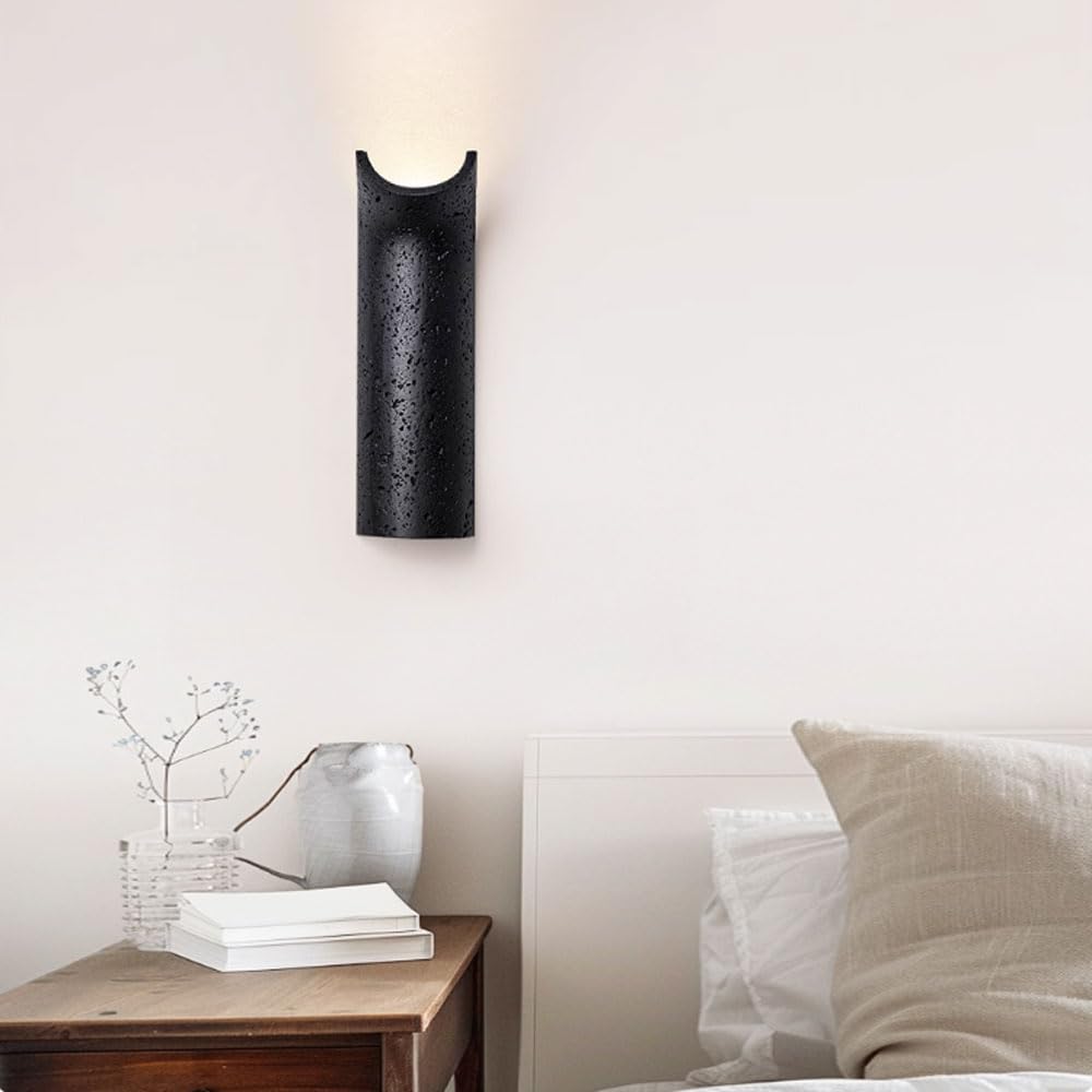 Nordic Industrial Style Single-Head Wall Sconce, G9 Screw Flush Mount Lamp, Personalized Black Travertine Light, Entryway Living Room Hallway Decorative Fixtures