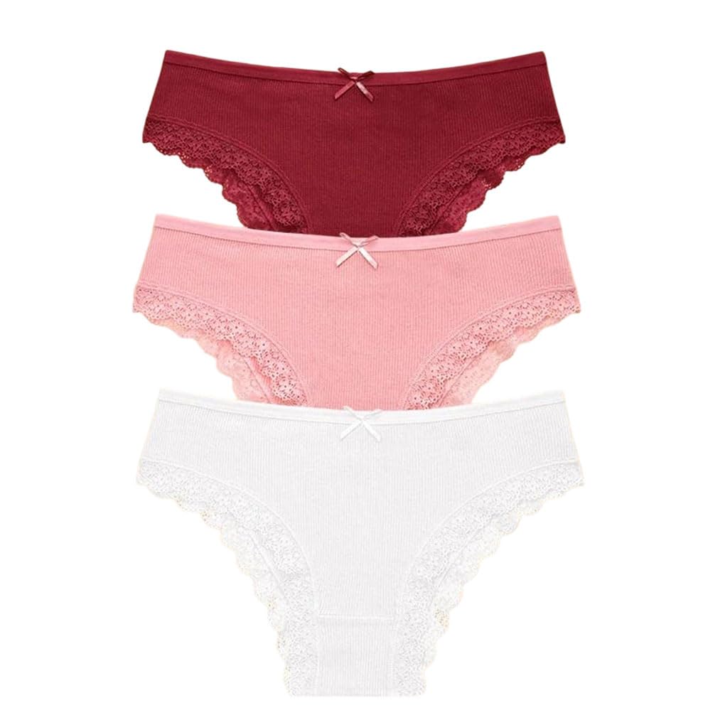 Conjunto de 3 piezas de lencería de algodón para mujer, lencería de cintura baja, hueca, ropa interior transpirable