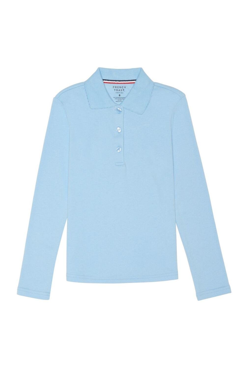 French Toast Girls Plus Size' Uniform Long Sleeve Polo with Picot Collar (Standard &amp; Plus)