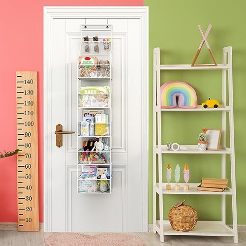 Fixwal 6-Shelf Over The Door Hanging Pantry Organizer Hanging Storage With Clear Plastic Pockets Slim Door Shelf Behind The Door Storage With 3 Small Pvc Pockets For Closet Bedroom Bathroom thumb #6