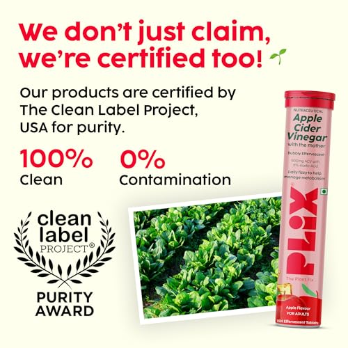 Image of THE PLANT FIX Apple Cider Vinegar Effervescent Tablet with mother | Supports Metabolism & Appetite Control I With 500mg ACV, Vit B6 & B12 I No Maltodextrin, No Added Sugar I Pack of 2 (30 tablets)