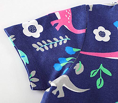 Image of Bleubell Girls Dinosaur Dress Fun Printed for Toddlers Tweens 2-12Y