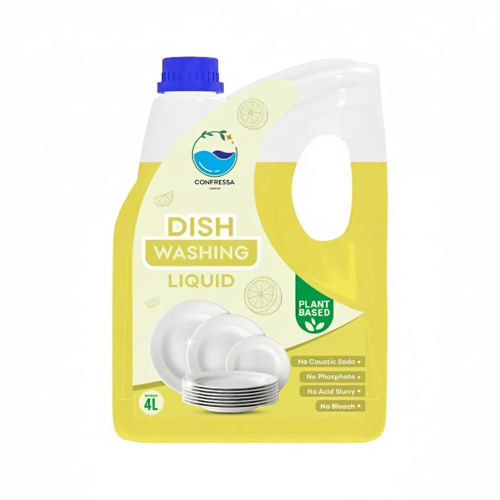 Confressa® Dishwash Liquid Gel Lemon Can Jar, with Lemon Fragrance, Grease Cleaner For All Utensils, Dishwashing Liquid (5 l) (1, Yellow)-picture-22