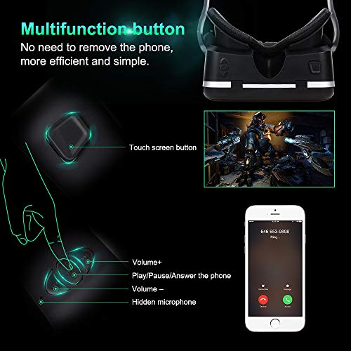 Pansonite Vr Headset with Remote Controller[New Version], 3D Glasses Virtual Reality Headset for VR Games 