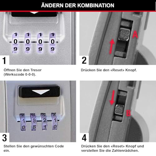 Master Lock Schlüsseltresor mit beleuchteten Zahlenrädern, Wandhalterung, Aussen, 12.6 x 7.2 x 5.2 cm, Schlüsselsafe