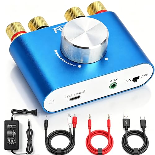 Facmogu F900S 160W Mini Bluetooth 5.0 Power Amplifier, 2 Channel 80Wx2 Stereo Hi-Fi Digital Amp, Portable Wireless Audio Receiver Sound Speaker Amplifer, AUX/USB/Bluetooth Input & 12V Power Supply