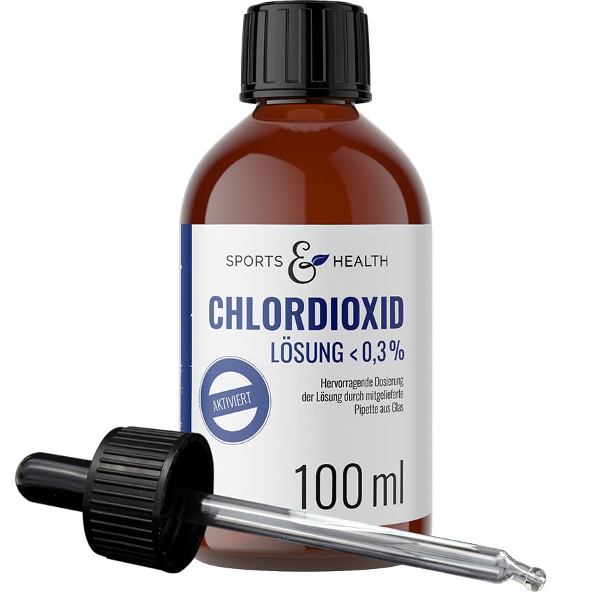 Chlordioxid 0,3% Lösung – CDs - CDL – Extra hochwertige Glas Pipette - Chlorine Dioxide Solution – 100 ml Braunglasflasche – Made in Germany (100 ml) - Trinkwasserdesinfektion