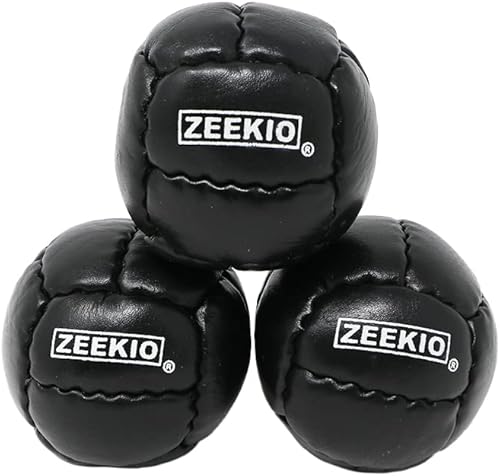 Vista 22 de Zeekio Galaxy Malabares - Pelotas de cuero genuino de 12 paneles de primera calidad, 4.59 oz, 2.638 in, paquete de 3 (rojo)