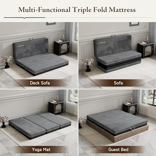 Image of GEMBED Tri Folding Mattress Queen Size - 6 Inch Foldable Floor Sofa Bed