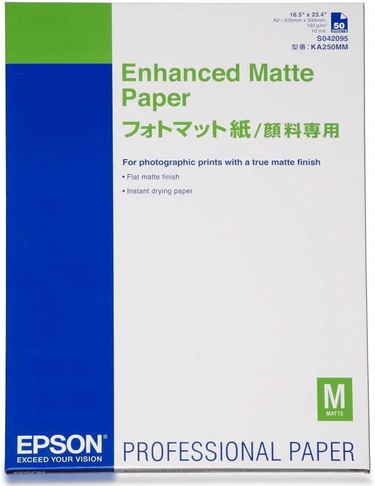 Epson Media, Media, Sheet Paper, Enhanced Matte Paper, Graphic Arts - Graphic and Signage Paper, A2, 192 g/m2, 50 Sheets