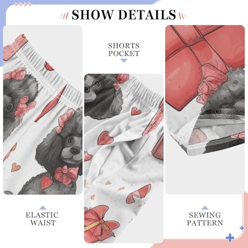 Poodle Sweet Love Heart Boys Long Pants Soft Trousers Elastic Waist Kids Lounge Bottoms with Pockets S-XL4