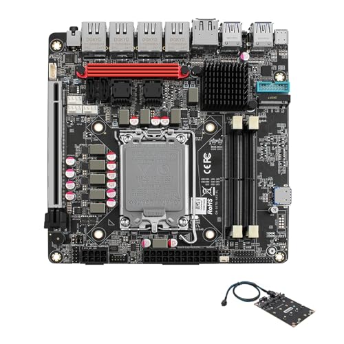 Q670 6ラックNAS Mini ITXマザーボード 12/13/14世代CPU,2 x DDR5 デスクトッププロセッサー,3 x M.2 Nvme,2 x usb 3.2,4つのネットワークポート,き遠隔制御 Vpro (Q670+sff4nvme)