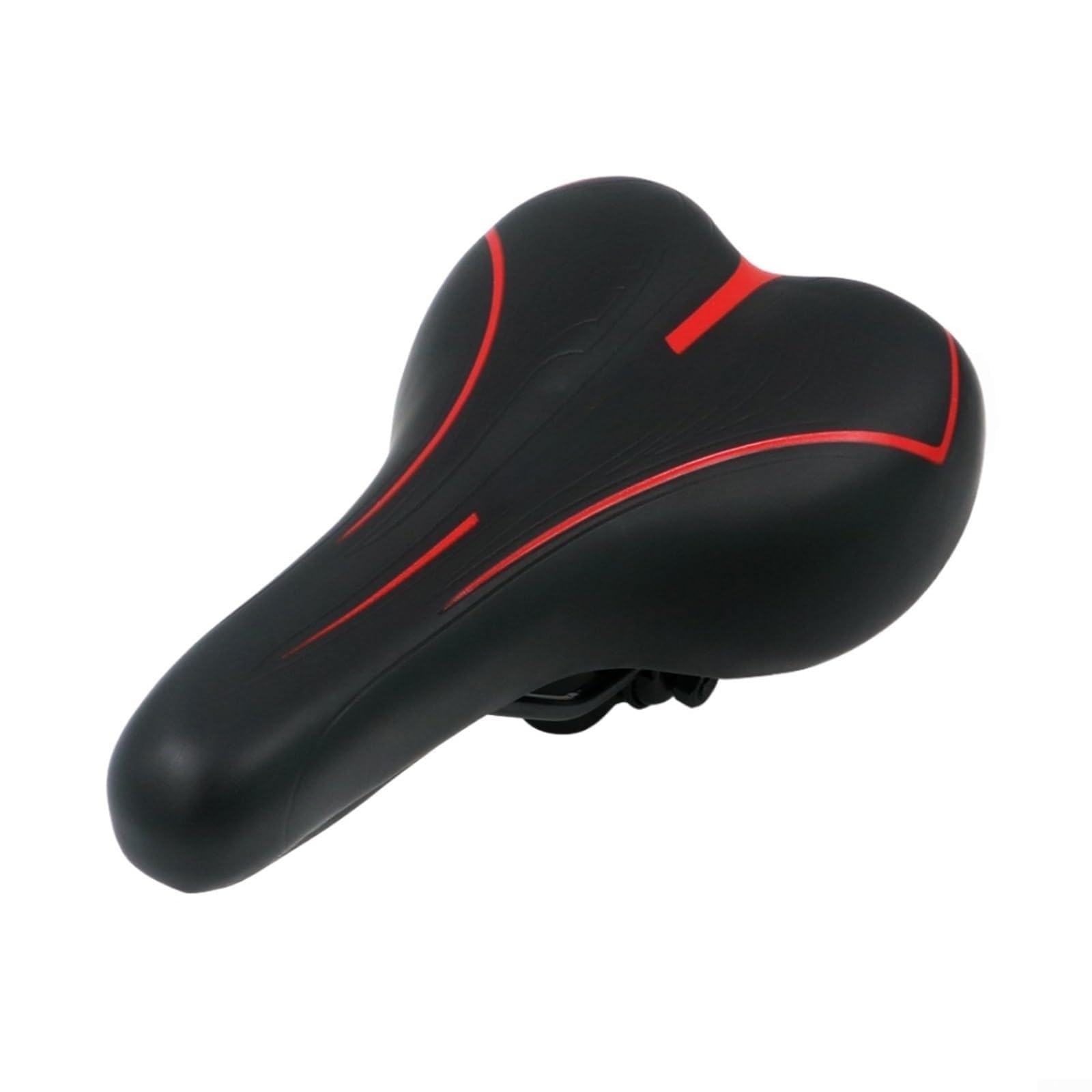 Ergonomic Bike Seat with Narrow Front Edge, Extra Soft Thickened Sponge Saddle, Breathable PU Leather Cushion with Shock Absorbing Suspension Bow for Men Women Cycling(Black-Red)