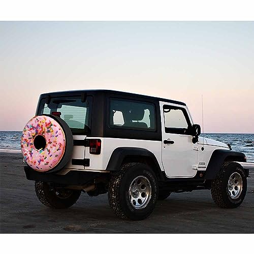 Image of Donut Spare Tire Cover Pink Doughnut Food Dessert Weatherproof Universal Wheel Protectors Camper Tire Covers for Trailer Rv Travel(17 inch)