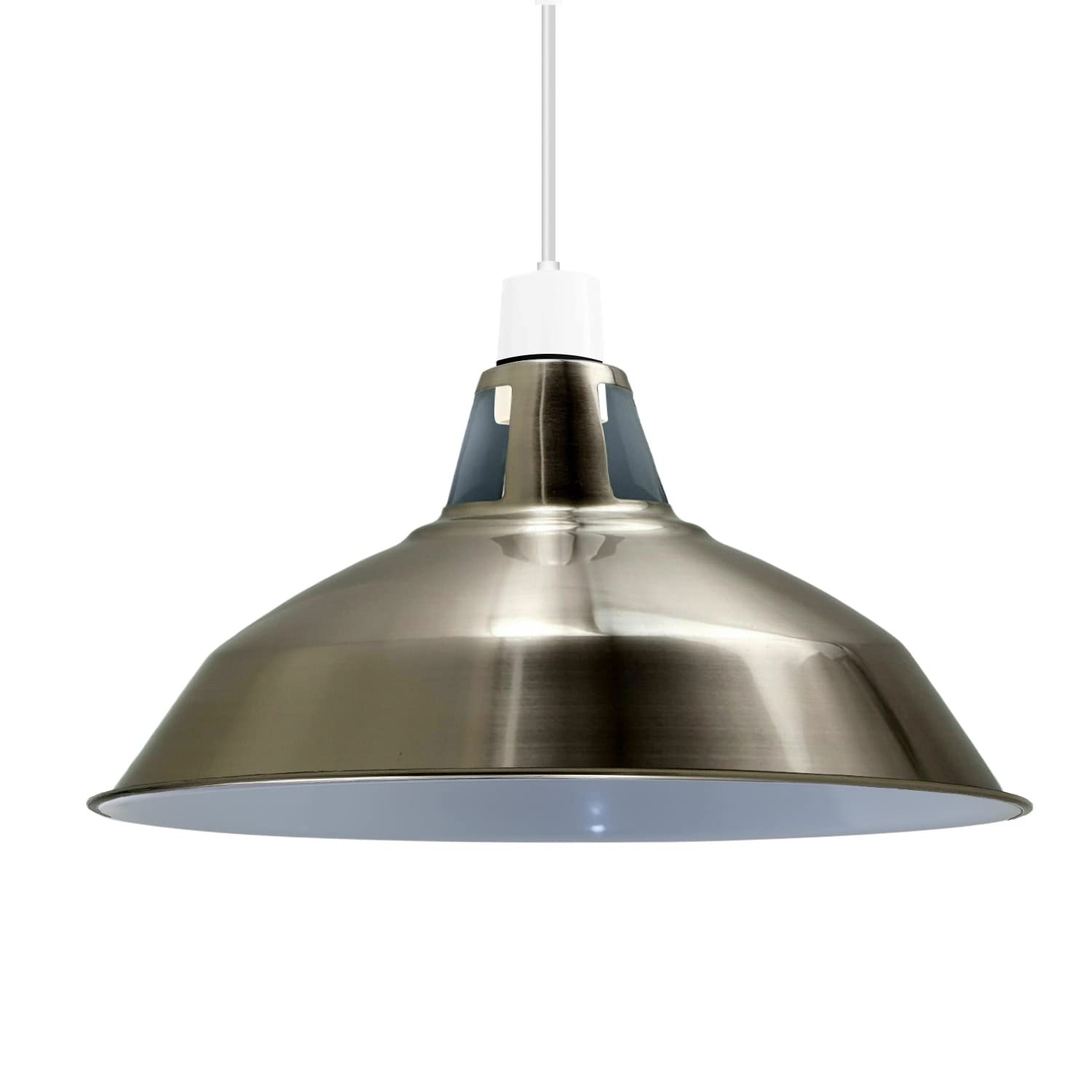 LEDSone Metal Lampshade Retro Industrial Ceiling Lighting Shade Hanging Pendant Light Shade (Satin Nickel)
