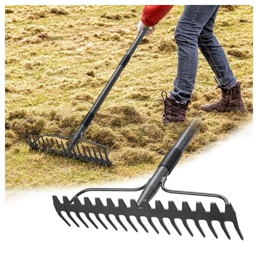 Garden Rake: 49" Metal Garden Leaf Rake with 17 Tines, Heavy Duty Bow Rakes for Lawn Yard Leaves Debris Mulch Gravel Thatch Clean,Lawn Care Gardening Landscaping