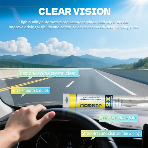Image of 24 inch + 16 inch Front Windshield Wiper Blades Compatible with Hyundai Tucson 2009-2005 /KIA Spectra 09-05 Sportage 10-05 OEM QUALITY Premium All-Season Automotive Replacement Wipers(Pack of 2)