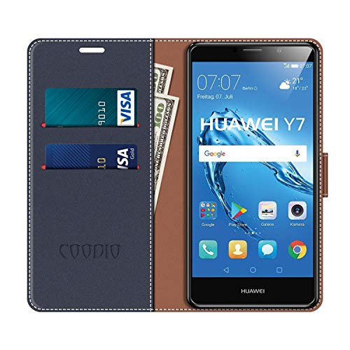 COODIO Custodia per Huawei Y7, Custodia in Pelle