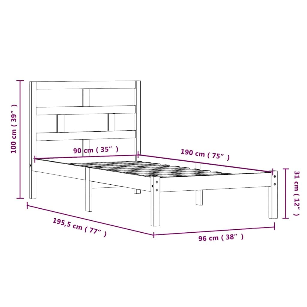 Lite drewno sosnowe z zagłówkiem klasyczny 90x190 cm Biały | Rama łóżka biała 90x190 cm lite drewno sosnowe z zagłówkiem do sypialni
