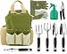 Vremi 9 Piece Garden Tools Set - Gardening Tools with Garden Gloves and Garden Tote - Gardening Gifts Tool Set with Garden Trowel Pruners and More - Vegetable Herb Garden Hand Tools with Storage Tote