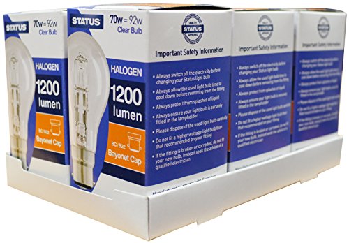 Status 70SHGBCC1PK6 Halogen GLS Bulbs B22, 70/92 W, Set of 6 - Image 4