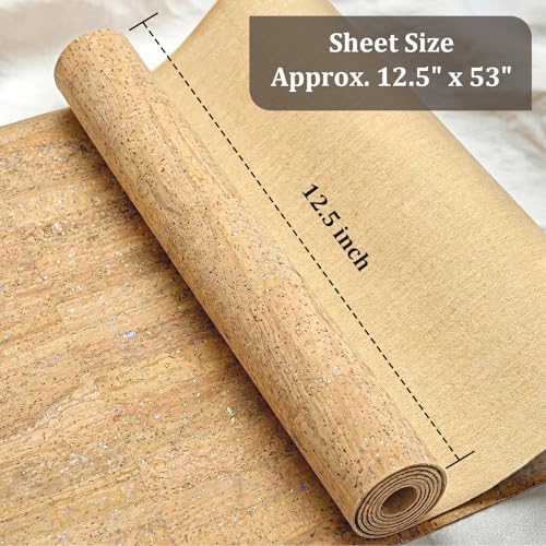 Image of SorenCut Patterned Cork Fabric Roll 12.8 x 54 Inch - Stone-Inspired Mosaic Cork Leather Fabric with Flexible Backing for DIY Crafts, Earrings, Bags, Wallets & Handmade Accessories