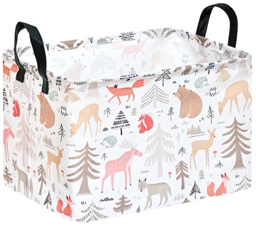 Image of Kids Gift Shelf Nursery Storage Basket Laundry Hamper Storage Box and Bins for Home Clothes with Handles (Bear)