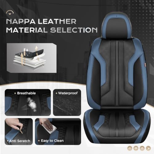Image of Coverado Car Seat Covers Full Set, Seat Covers for Cars, Front Seat Covers and Back Seat Cover Waterproof Leather Automotive Seat Cover, Universal Car Interior Protectors Cushion for Most Cars