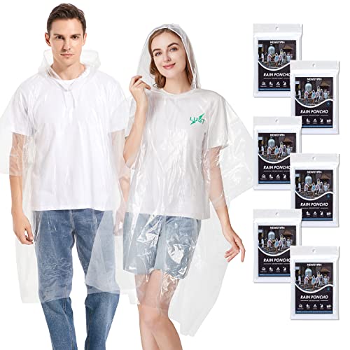 Newbyinn 6 Piezas Chubasquero desechable mujer hombre impermeable,Raincoat Chubasqueros transparente poncho lluvia capa de chuva